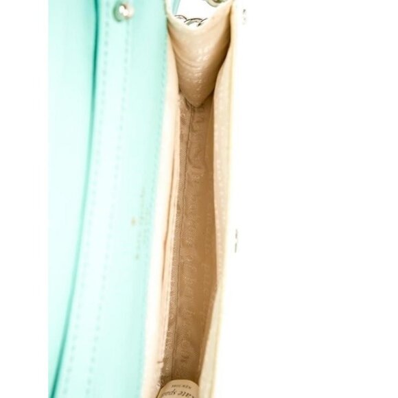 Kate Spade Mint Green & White Striped Crossbody Wallet With Chain Strap - Picture 5 of 5
